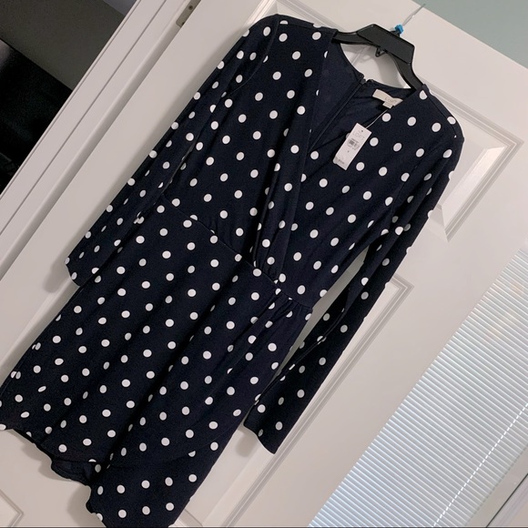 LOFT Dresses & Skirts - LOFT long sleeve faux wrap navy dress 6 NWT